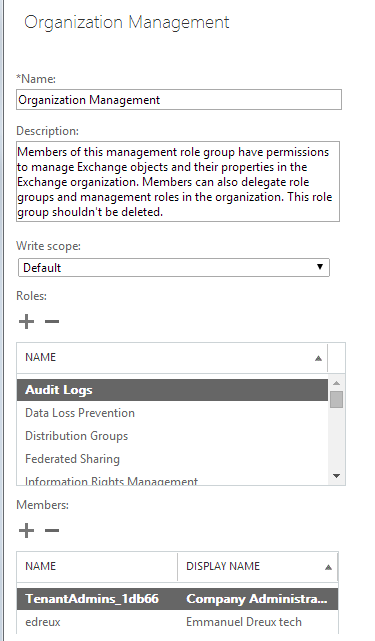 Exchange Organization Management