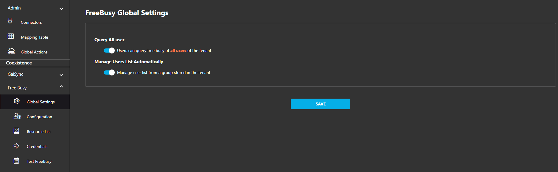 Freebusy Global Settings