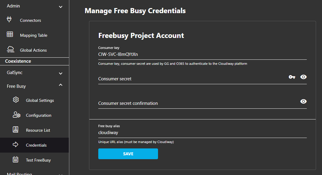 Freebusy Manage Credentials