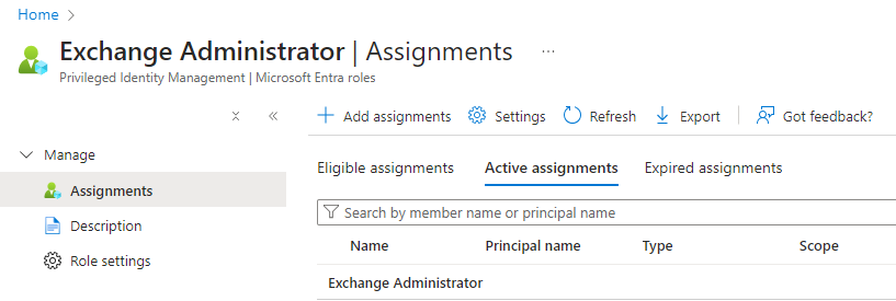 Add assignments button in role configuration