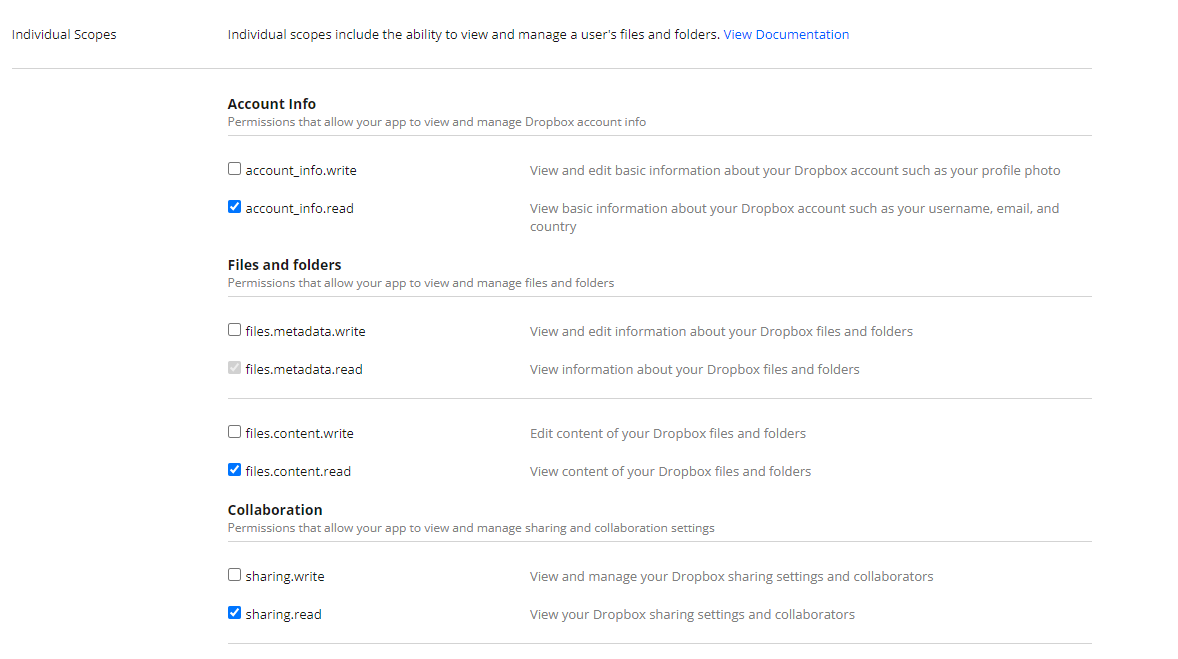 Dropbox permissions configuration - Part 1