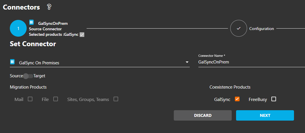 GALSync connector creation