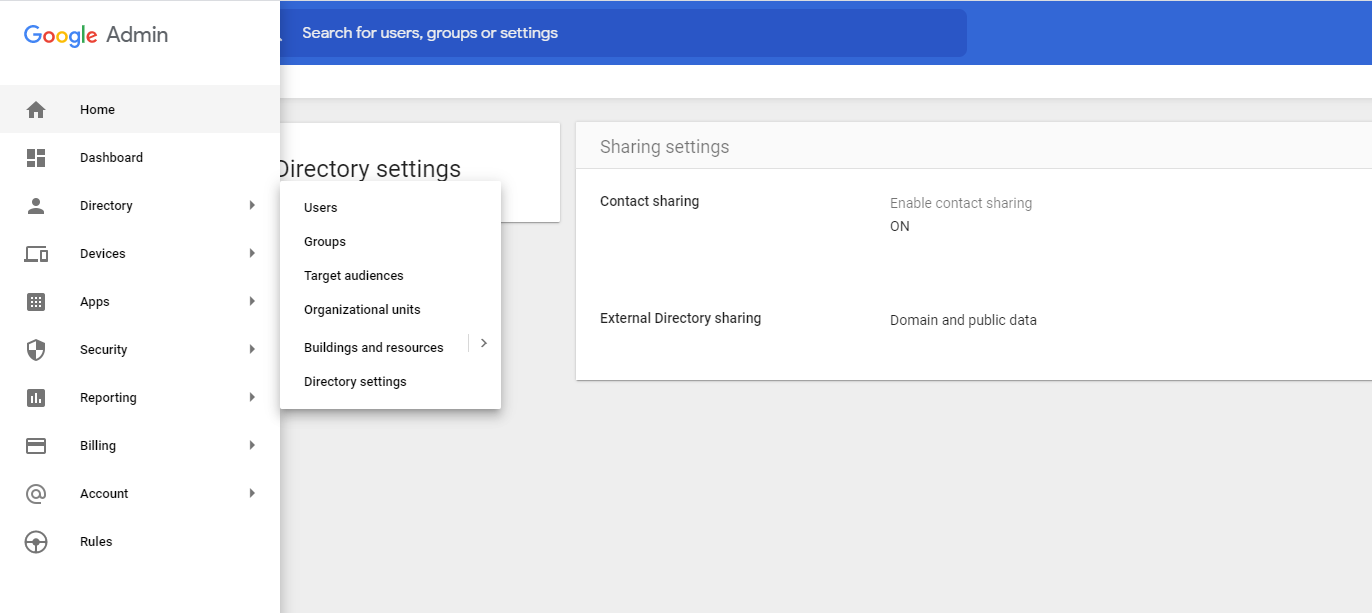 Galsync Google Settings Contact Sharing Settings