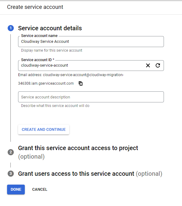 Google Service Account 6 Details
