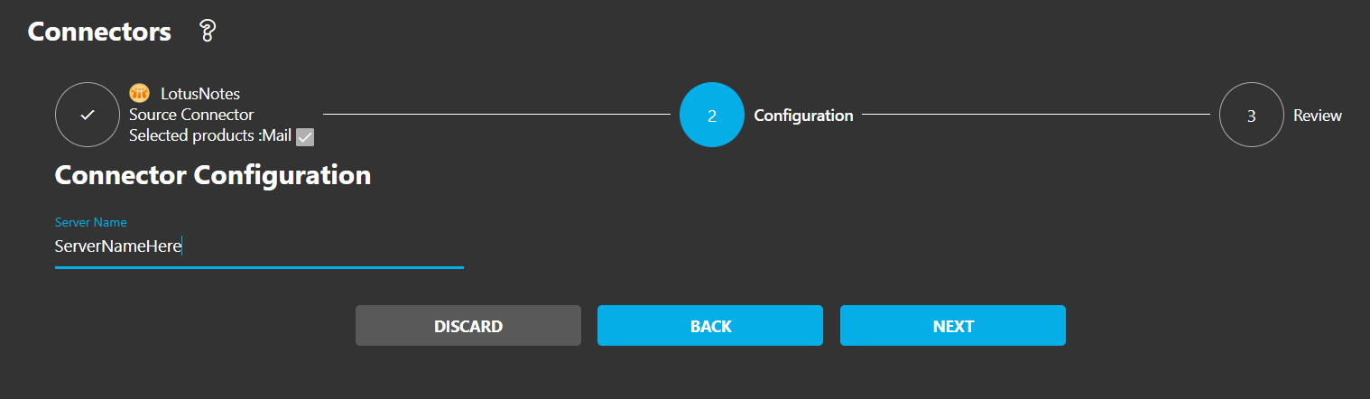 Lotusnotes Connectors Server Name