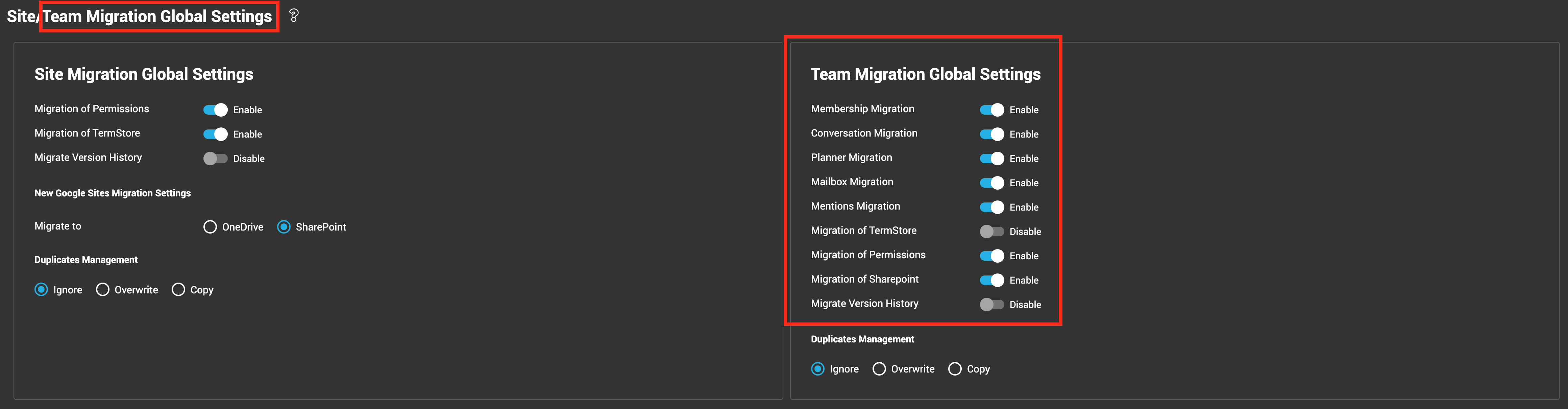 team-migration-management-window